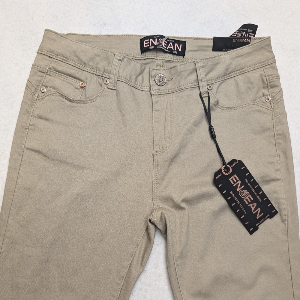 NWT Enjean Push‎ Up Ankle Skinny Pants Womens 9 Khaki Tan Mid Rise Stretch - Picture 12 of 12